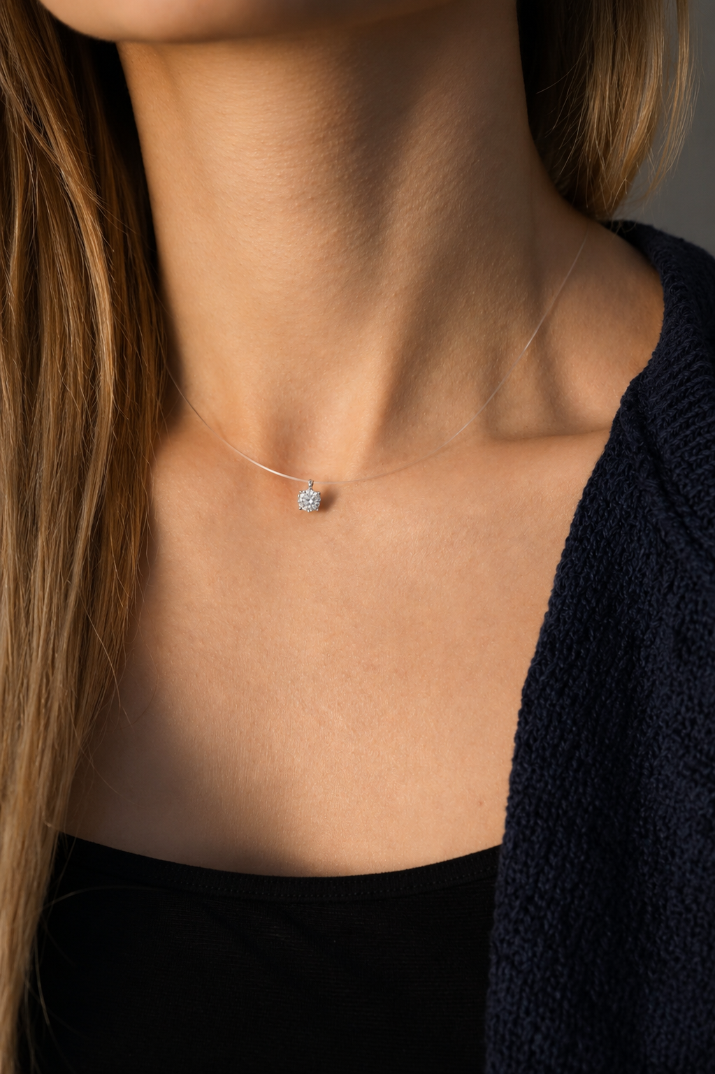 Colar Majesty Ponto de Luz 5mm Moissanite | Invisível
