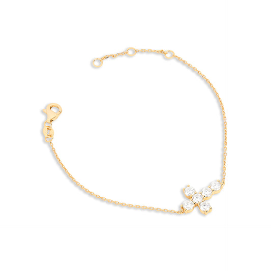 Pulseira Cross Ouro 18k | Moissanite