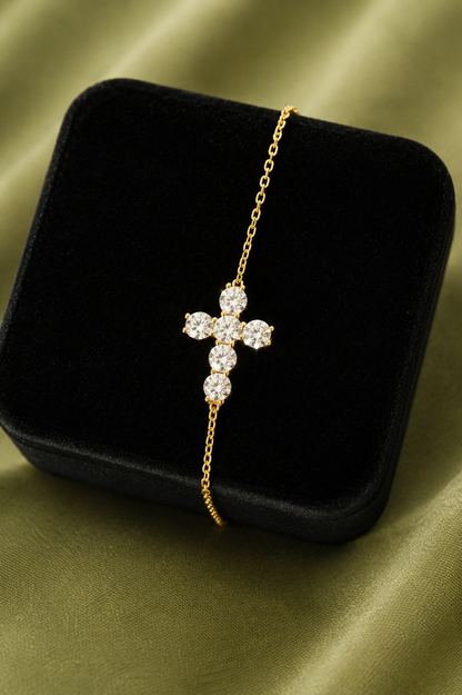 Pulseira Cross Ouro 18k | Moissanite
