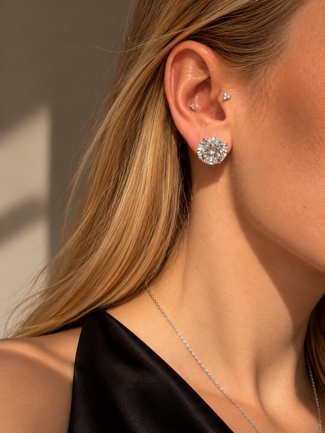Brinco Ponto de Luz 14mm | Moissanite