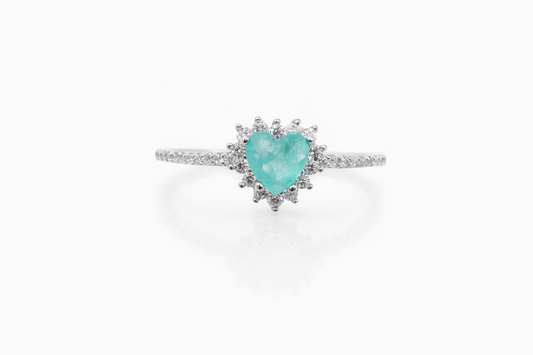 Anel Aurora Esmeralda Colombiana Heart | Lab Grown