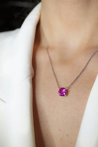 Colar Chelsea 8mm Safira Rosa | Lab Grown