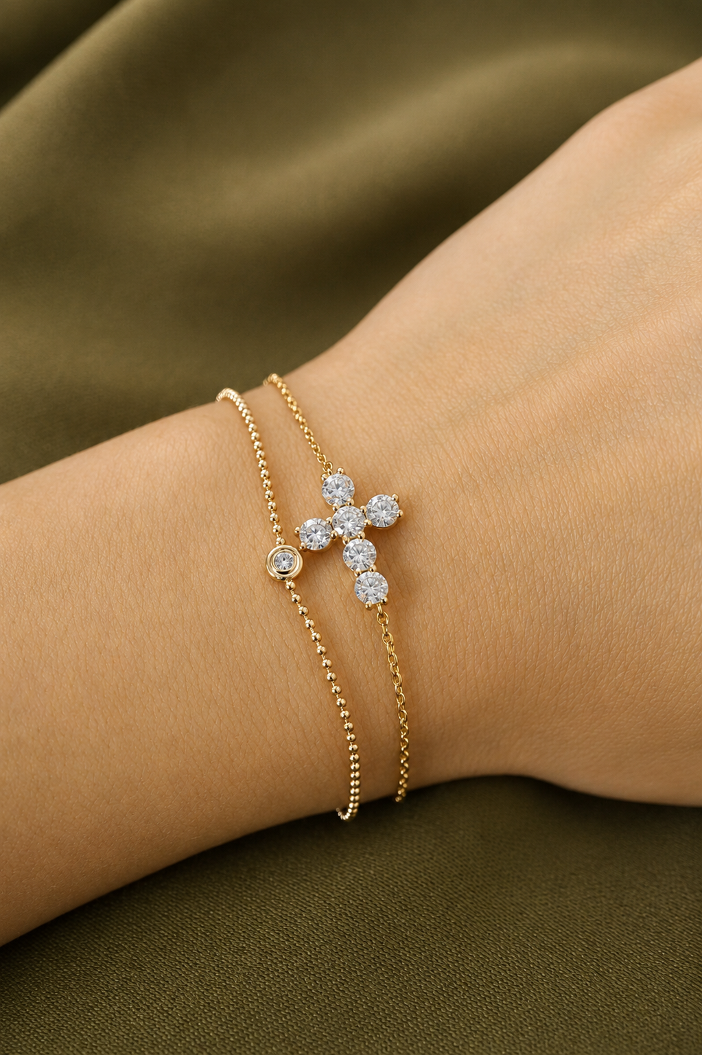 Pulseira Cross Ouro 18k | Moissanite
