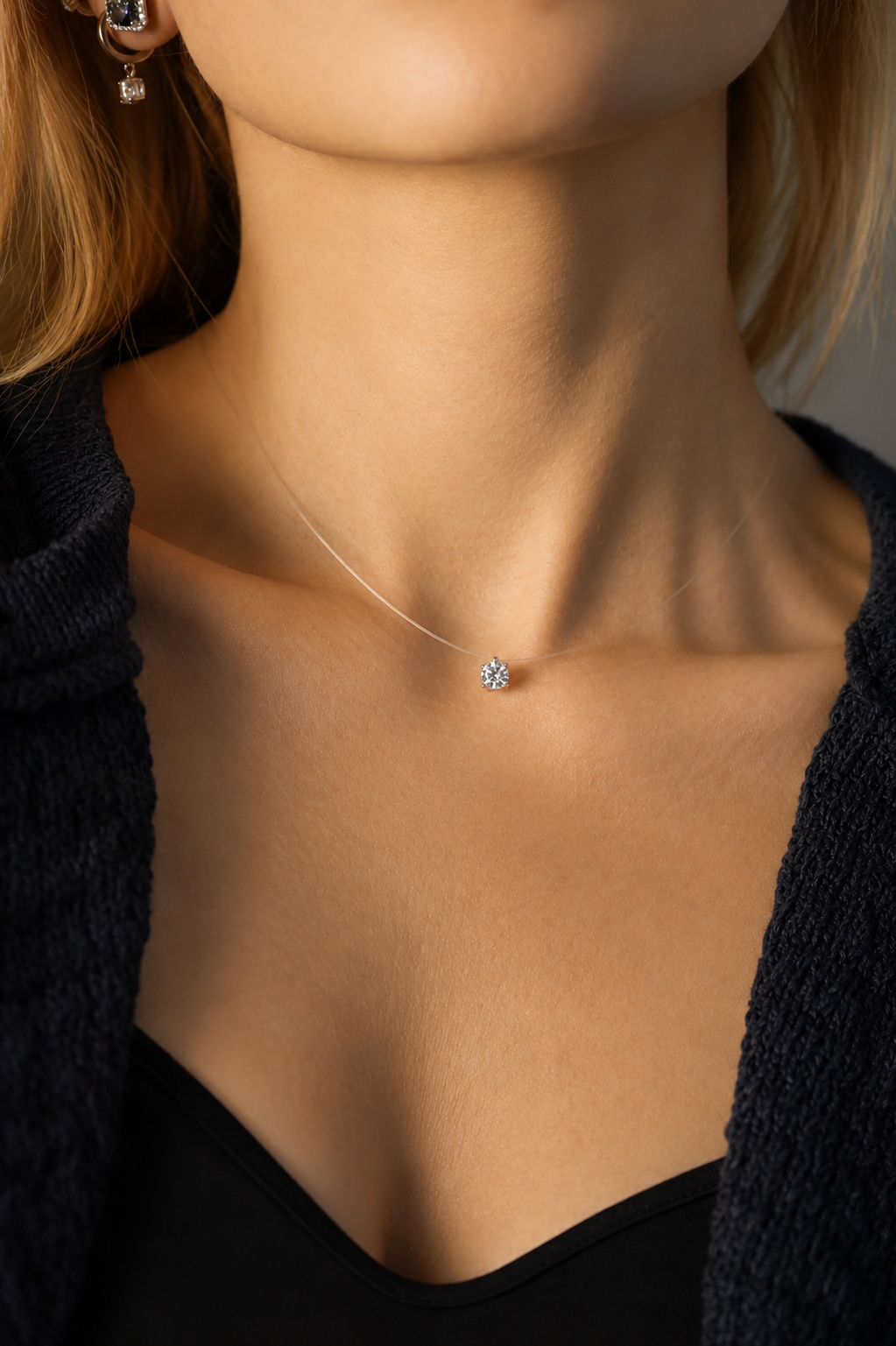 Colar Majesty Ponto de Luz 5mm Moissanite | Invisível