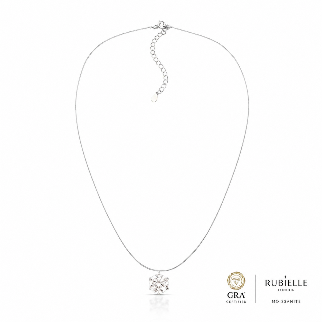 Colar Majesty Ponto de Luz 9mm Moissanite | Invisível