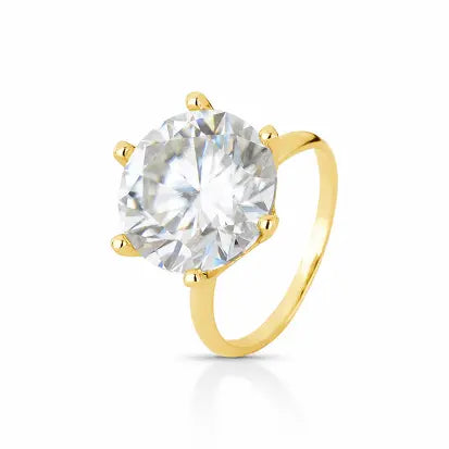 Anel Solitário 14mm Ouro  | Moissanite