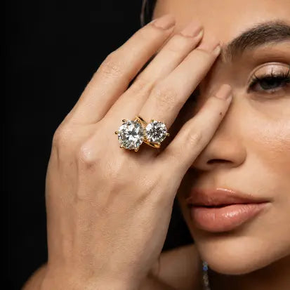 Anel Solitário 14mm Ouro  | Moissanite