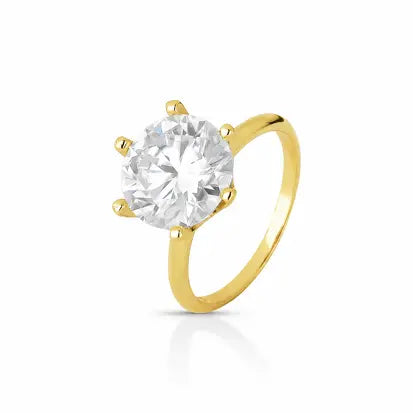 Anel Solitário 9mm Ouro  | Moissanite