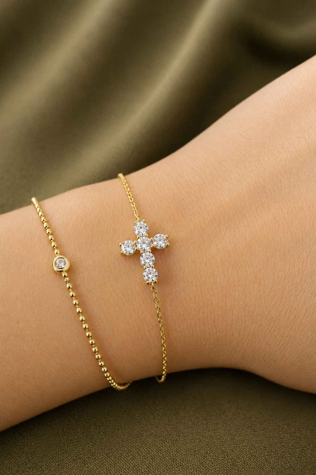 Pulseira Cross Ouro 18k | Moissanite