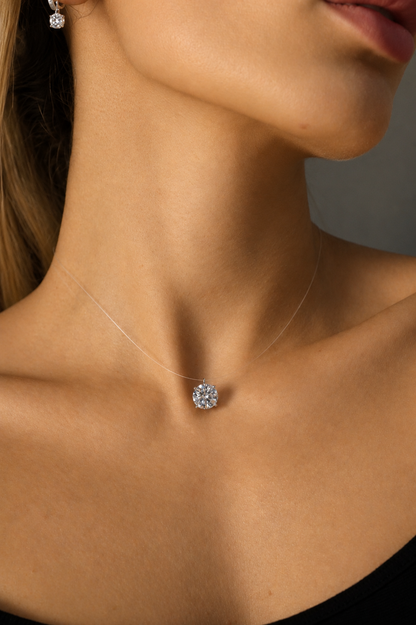 Colar Majesty Ponto de Luz 9mm Moissanite | Invisível