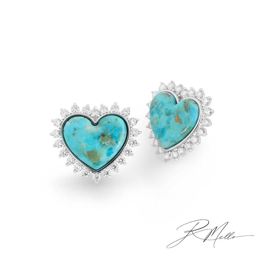 Brinco Capri | Turquesa Natural & Moissanite
