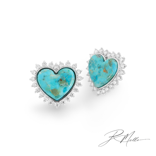 Brinco Capri | Turquesa Natural & Moissanite