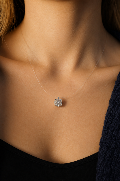 Colar Majesty Ponto de Luz 9mm Moissanite | Invisível