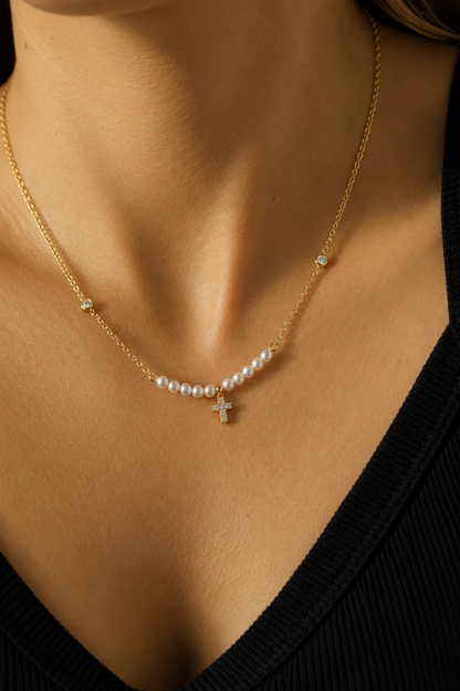 Colar Perl Faith | Moissanite & Pérolas Naturais