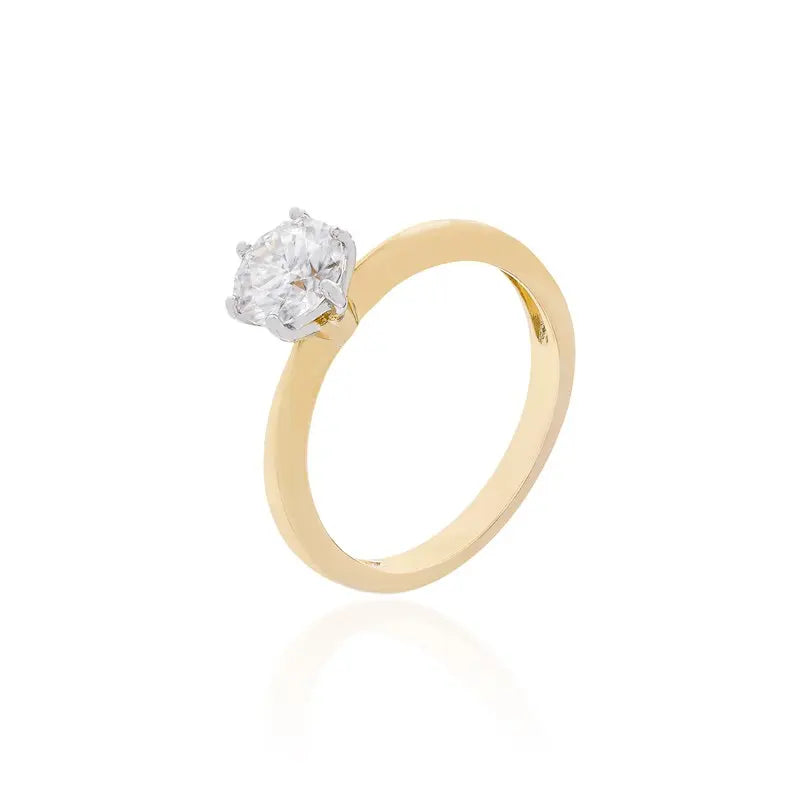Anel Solitário Moissanite 6.5mm