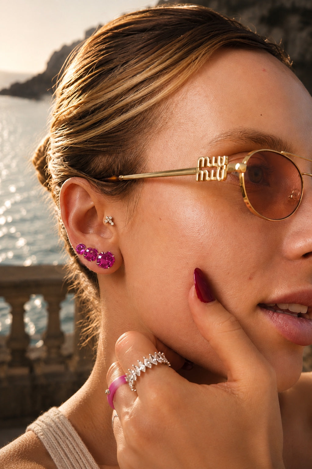 Brinco Chelsea 10mm Safira Rosa | Lab Grown