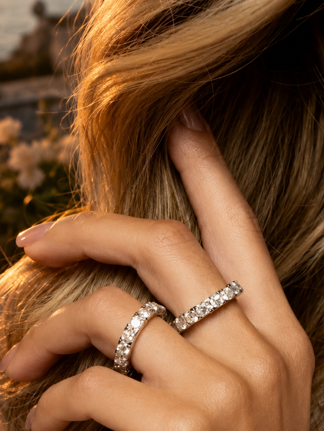 Anel Riviera Russa – 4mm | Moissanite