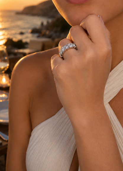 Anel Riviera Russa 5mm | Moissanite