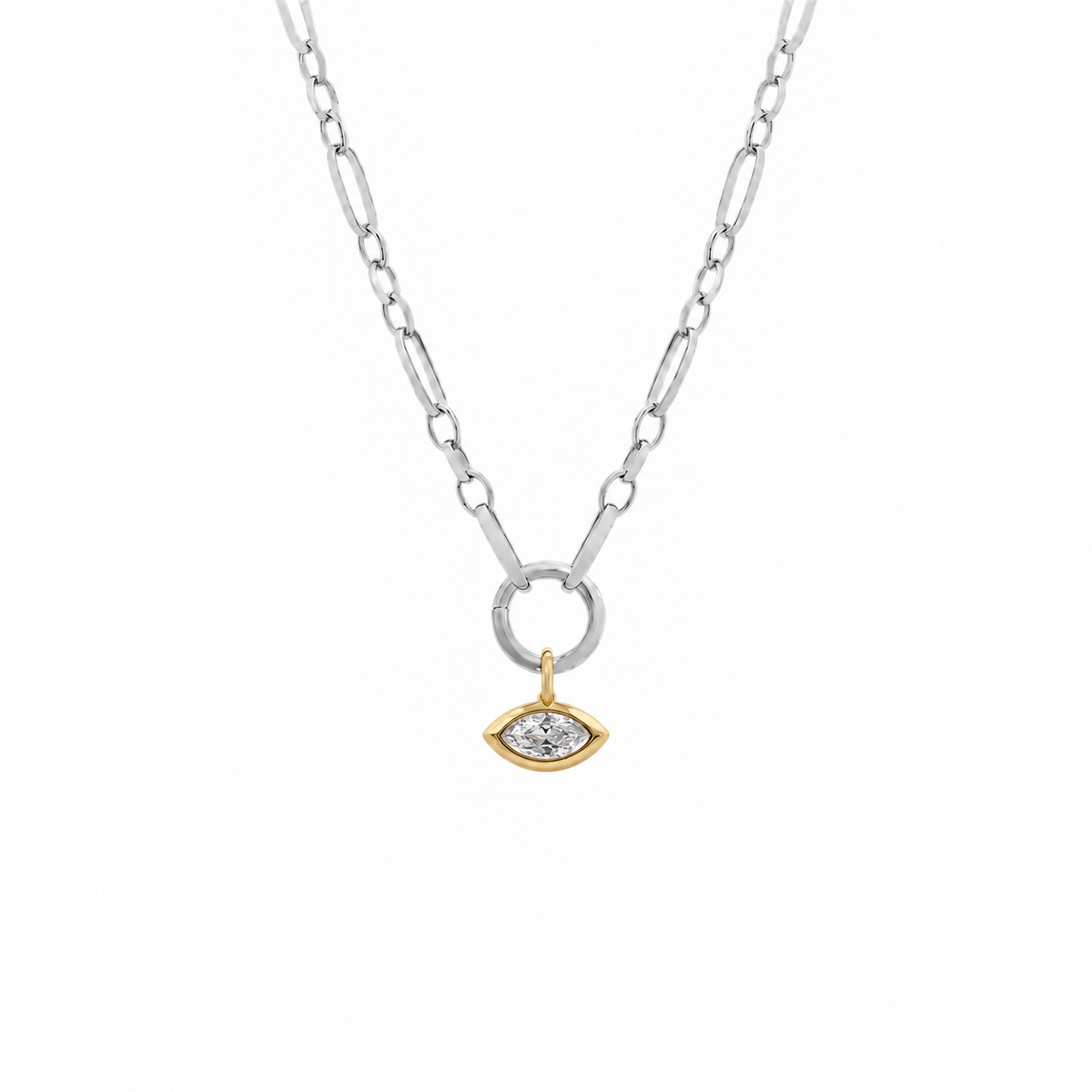 Colar Elos Grummet Navete | Moissanite