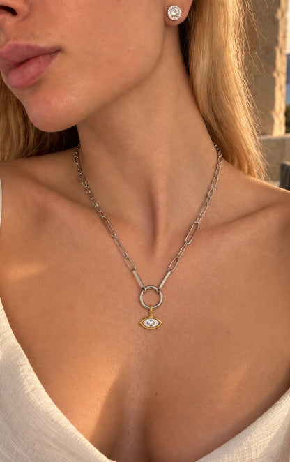 Colar Elos Grummet Navete | Moissanite