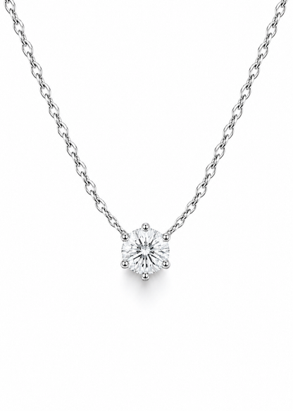 Colar Majesty Ponto de Luz 6mm - Moissanite | Lapidação Clássica