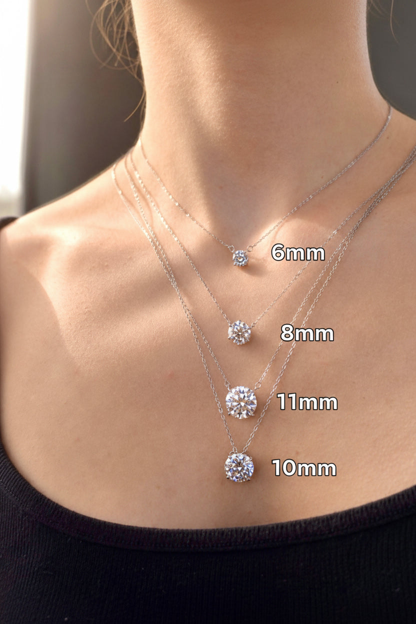 Colar Majesty Ponto de Luz 10mm - Moissanite | Lapidação Clássica