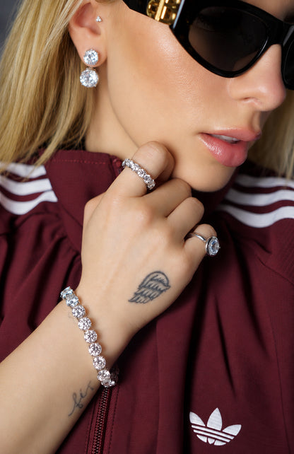 Anel Halo Azure — Topázio & Moissanite | Pinky Ring