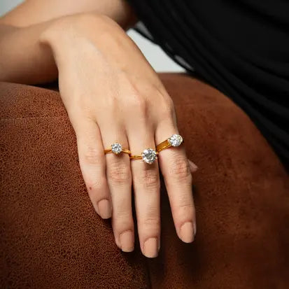 Anel Solitário 6.5mm Ouro  | Moissanite