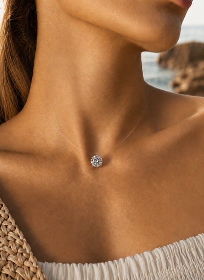 Colar Ponto de Luz 9mm Moissanite | Invisível