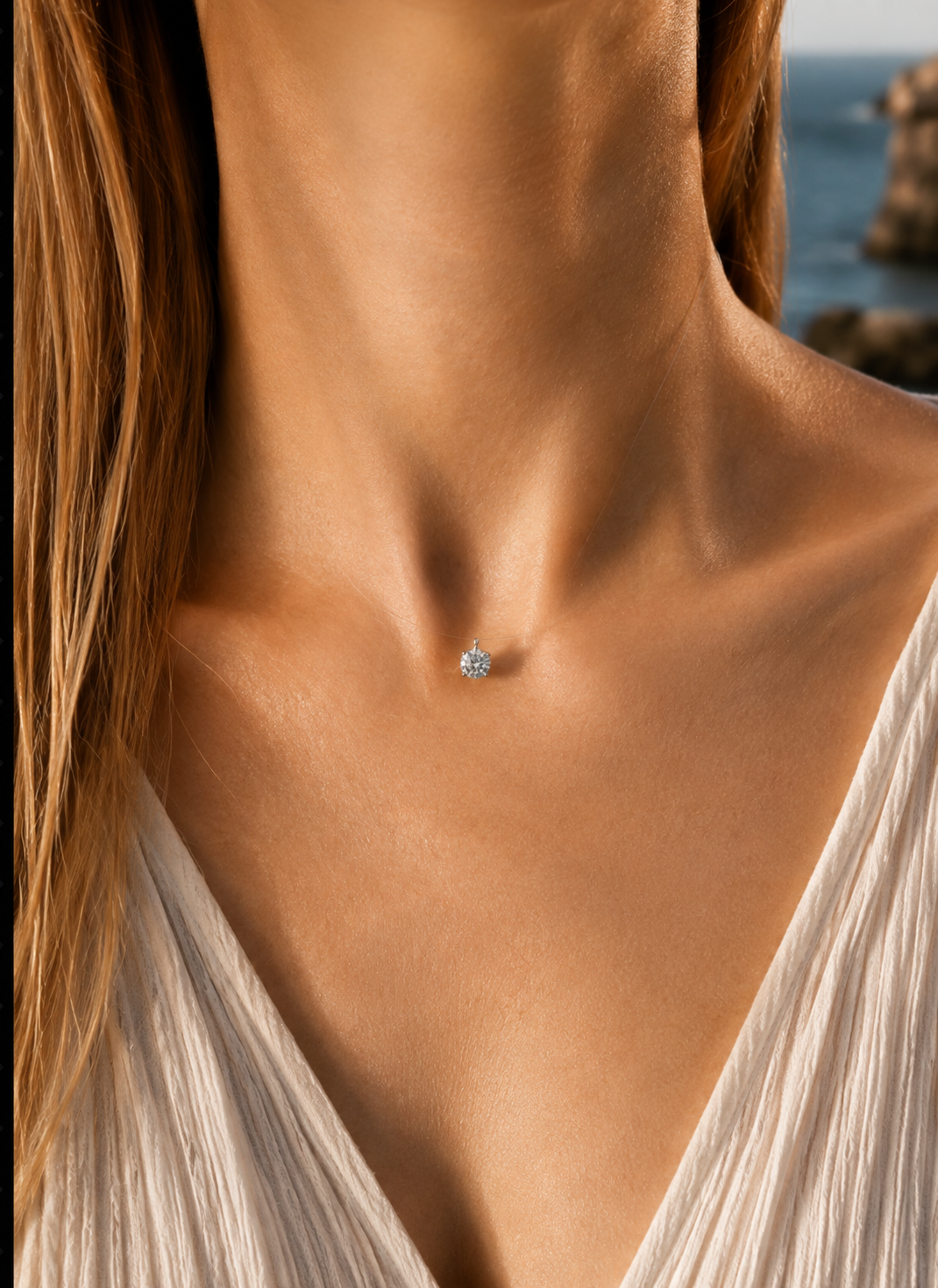 Colar Ponto de Luz 5mm Moissanite | Invisível