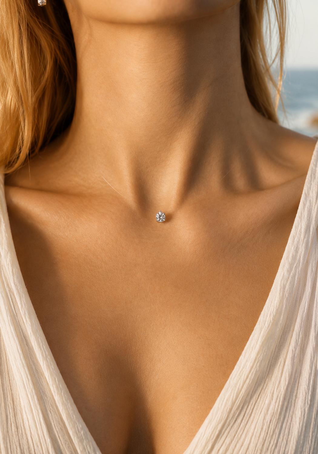 Colar Ponto de Luz 5mm Moissanite | Invisível