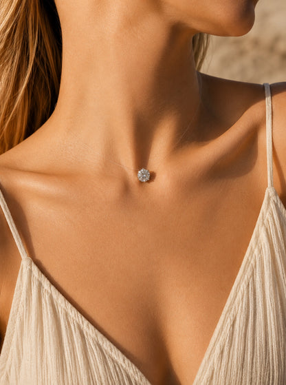 Colar Ponto de Luz 9mm Moissanite | Invisível