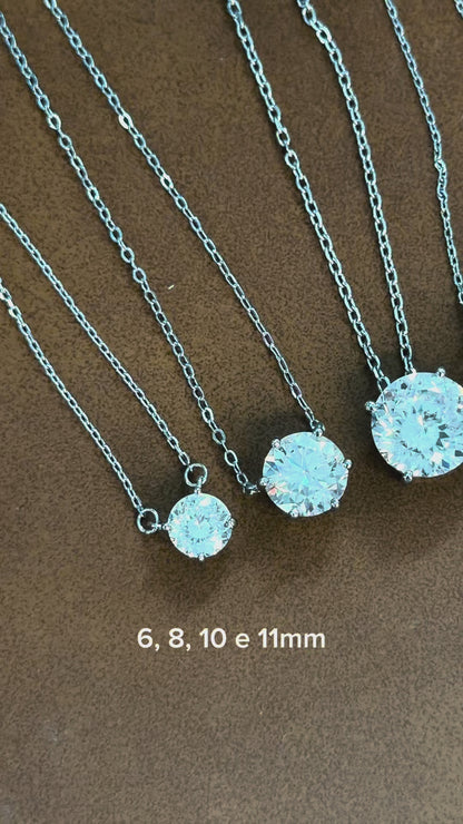 Colar Majesty Ponto de Luz 10mm - Moissanite | Lapidação Clássica